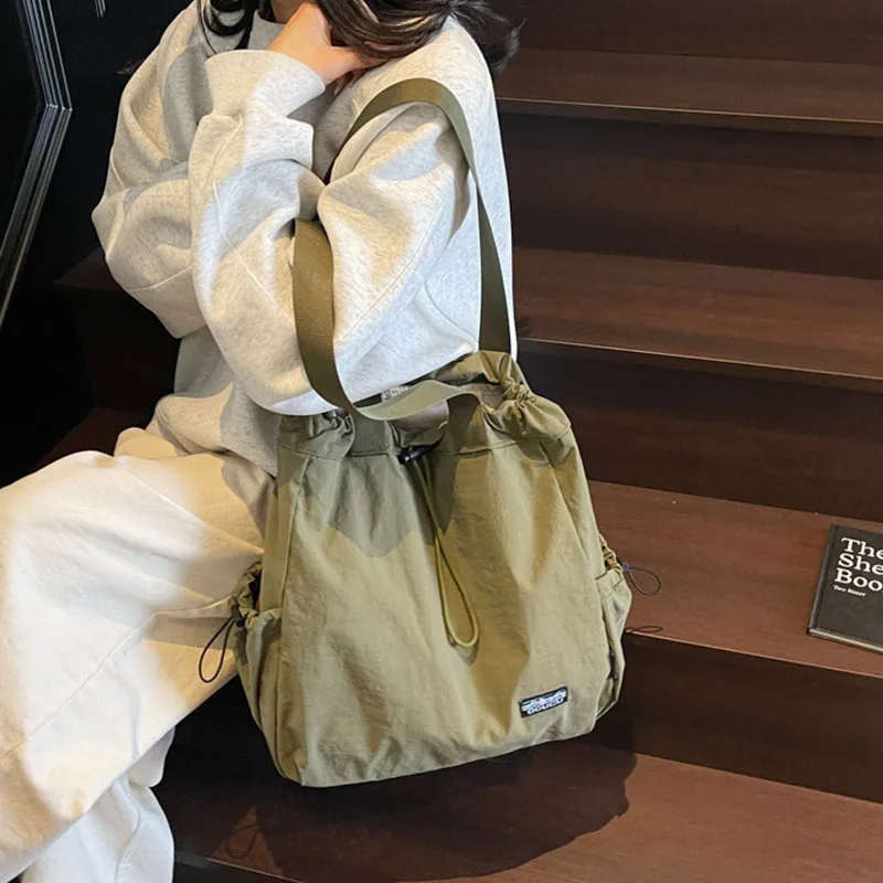 

Multi-functional Backpacks For Women Nylon Large Capacity Shopper Shoulder Totes Drawstring Bag Bucket Travelling Rucksack