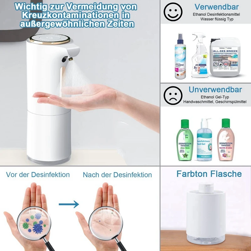 Distribuidor automático do álcool Touchless, máquina recarregável do pulverizador do sabão, 300ml