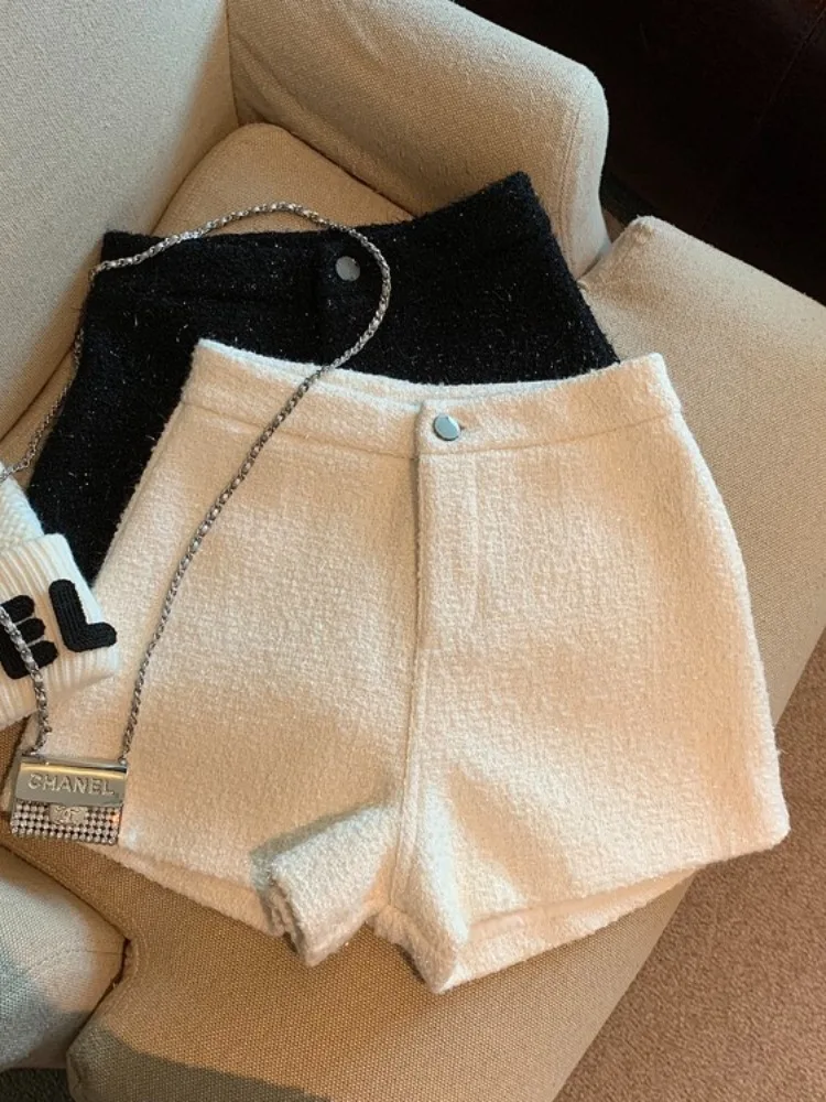 

Утепленные шерстяные брюки А-силуэта для женщин, осенне-зимняя верхняя одежда, широкие брюки с высокой талией, повседневные, из хлопка