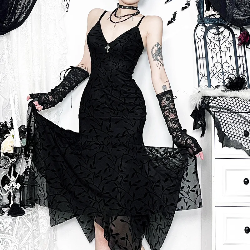 2025 novo vintage partywear reunindo impressão alças cruzadas vestido harajuku y2k retro feminino gótico plissado hem bodycon vestidos teachwear