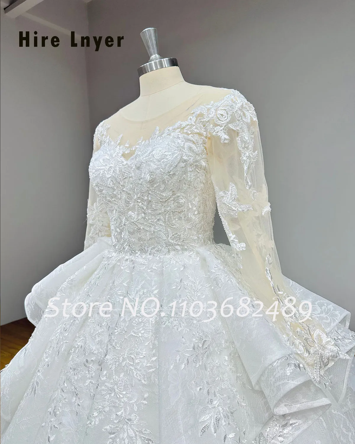 Trouwjurk Beading Lace Ball Gown Wedding Dresses Long Sleeve Gorgeous Vestidos De Novia Lace Up Back Vintage Bridal Gowns