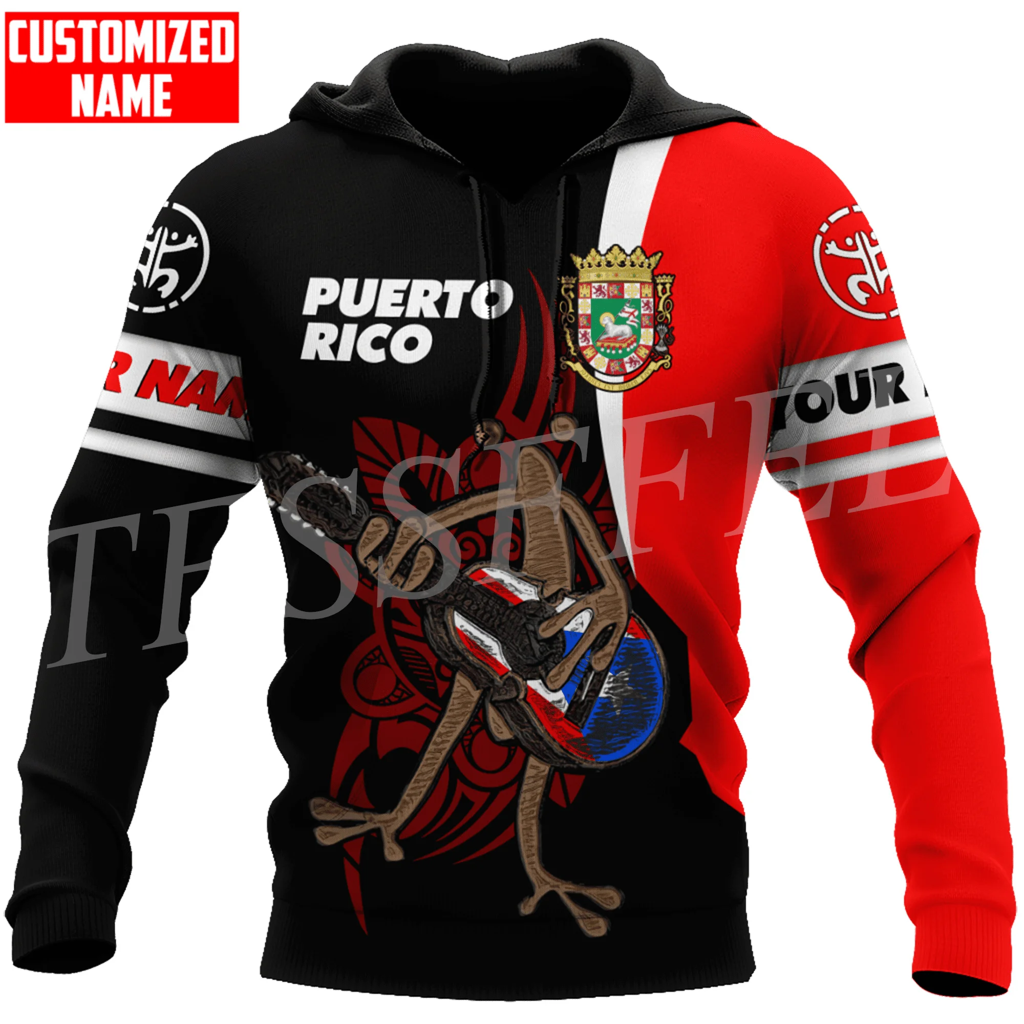 

Custom Name Country Puerto Rico Boricua Taino Caribbean Sea Tattoo Retro 3DPrint Harajuku Casual Funny Pullover Jacket Hoodies R