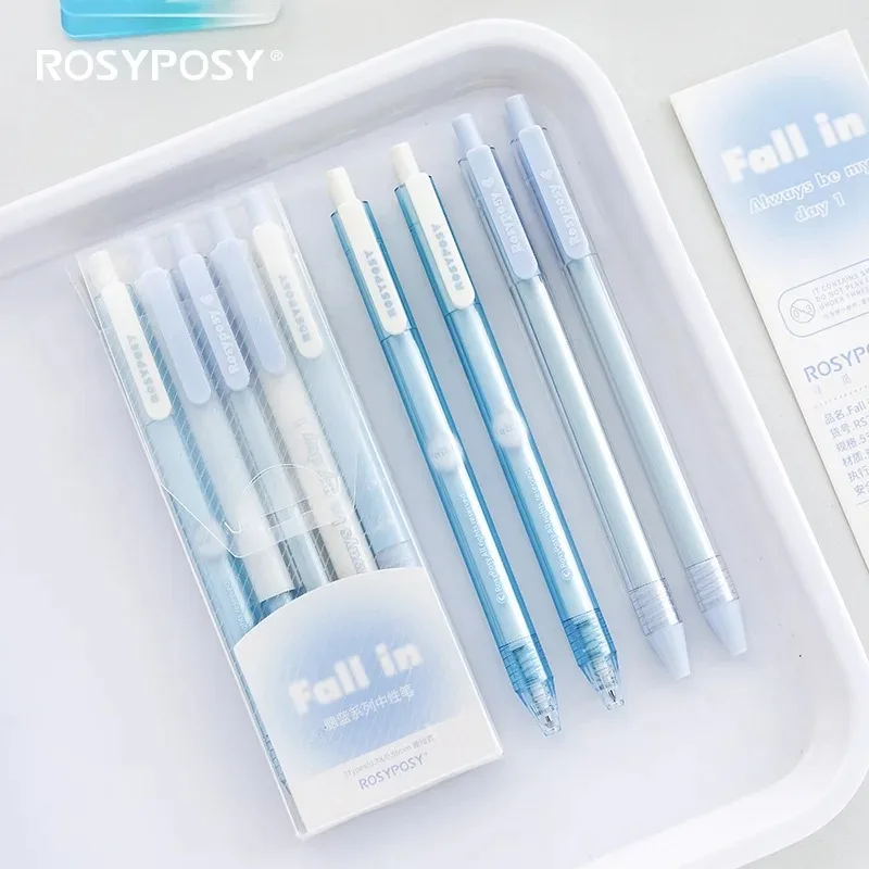 

RosyPosyFall in Blush Neutral Pen Set Face Value Transparent Gradient Girl Heart Press Pens School Supplies Korean Stationery