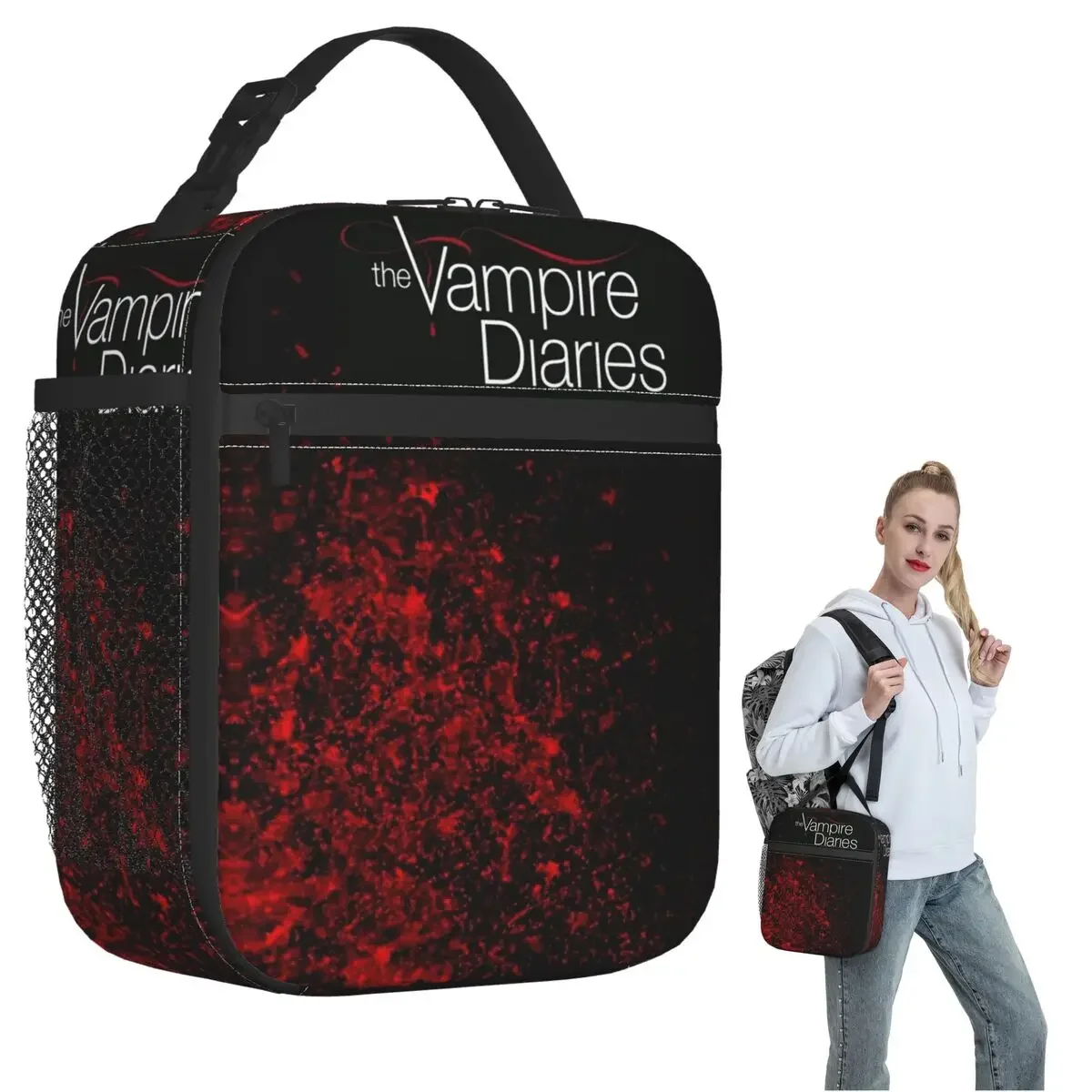 The Vampire Diaries Damon Salvatore Insulated Lunch Bag for Women Kids Leakproof Food Boxes Thermal Lunch Box Tote