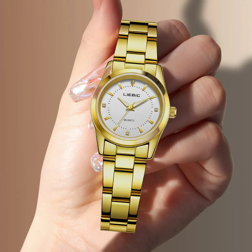 2022 Fashion Golden Quartz Watches Women Luxury Full Steel Strap Waterproof Girls Wristwatch Ladies Clock Relogio hombre L4005