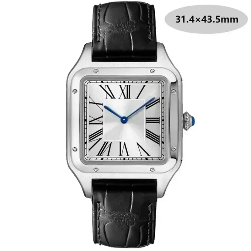 KDYtank الفاخرة عالية الجودة عشاق كوارتز ساعة رجالي نساء موضة ساحة جلد الرجال الذهب الأبيض الياقوت ساعة اليد