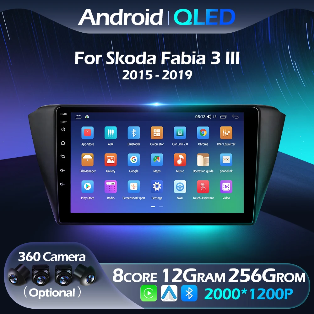 

QLED For Skoda Fabia 3 III 2015-2019 Car Radio Multimedia Navigation Player Carplay Android Auto 4G WIFI FM DSP BT GPS