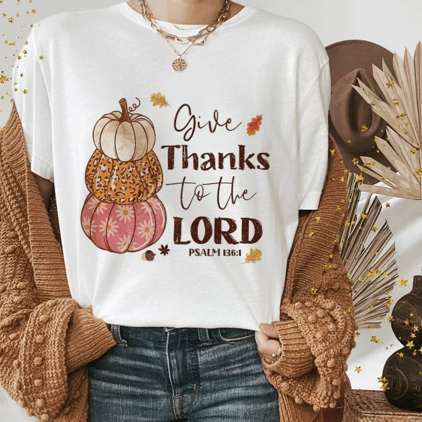 T-Shirt Women's Printed Casual Cartoon Pumpkin Letter Pattern Sweet Top Watercolor Trend 90s Clothing Cartoon Fashion T-Shirt