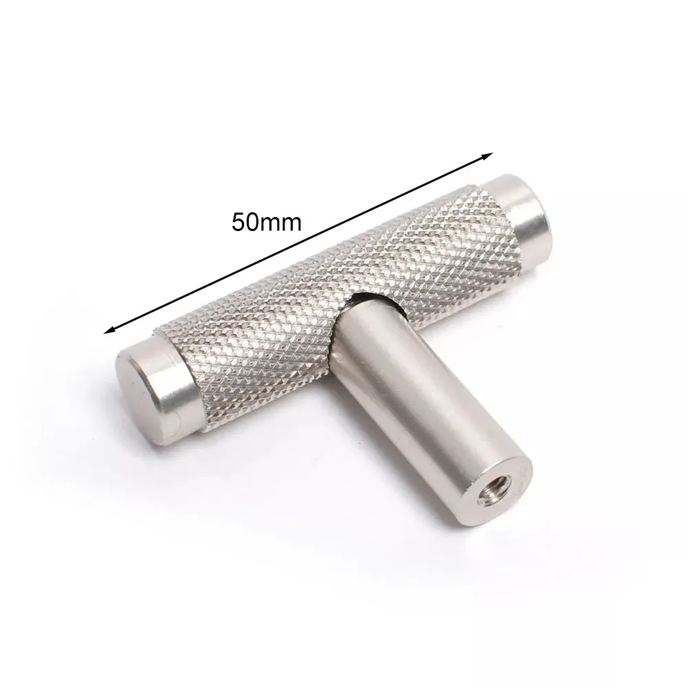 1pc Knurled T Bar Door Handles Knobs Kitchen Cabinet Drawer Cupboard Rolling Flower T-shaped Handle Door Knob Furniture Hardware