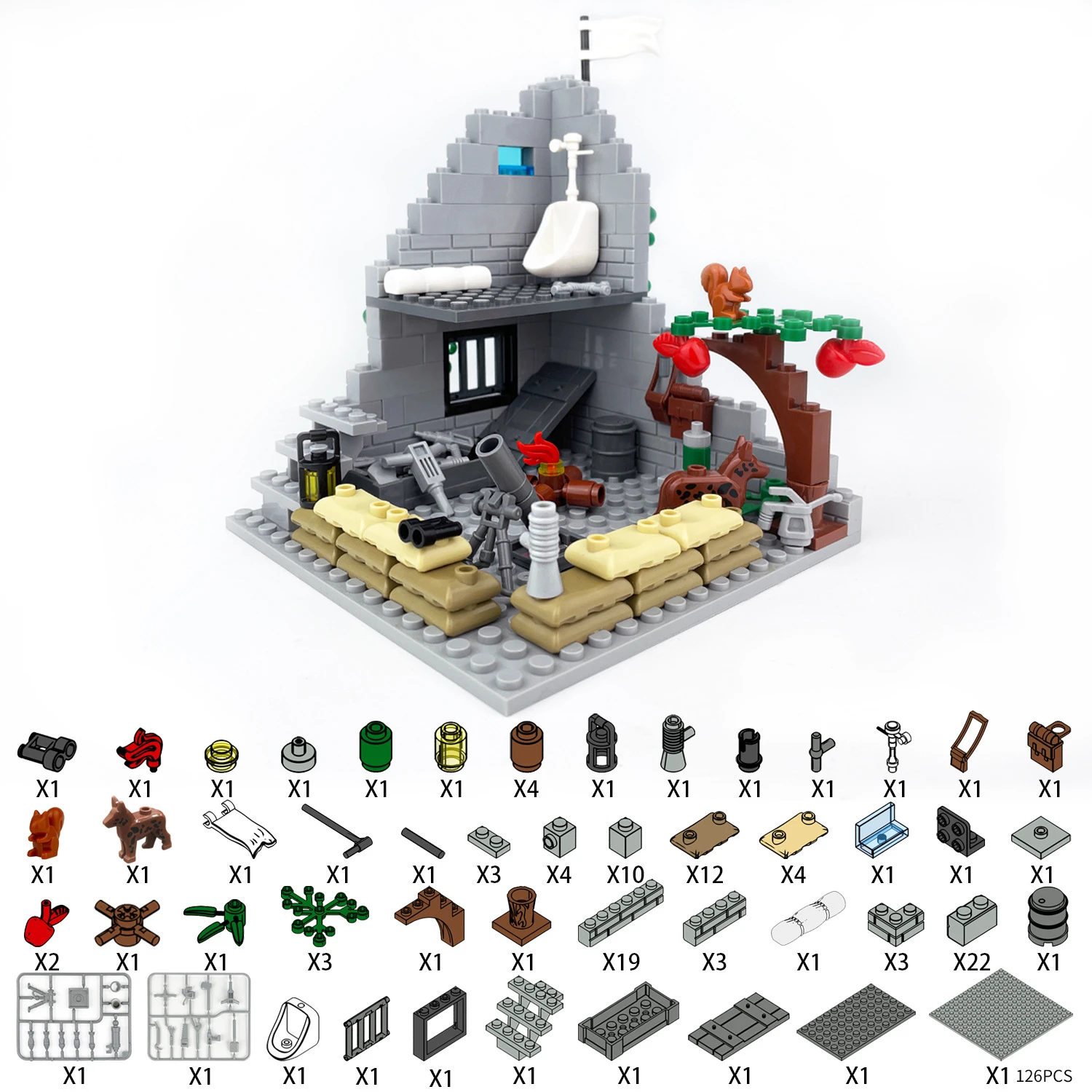 第二次世界大戦 WW2 陸軍 軍隊 兵士 ベルリン 街頭戦争 遺跡 シーン MOC 組み立て ブロック おもちゃ 子供向け