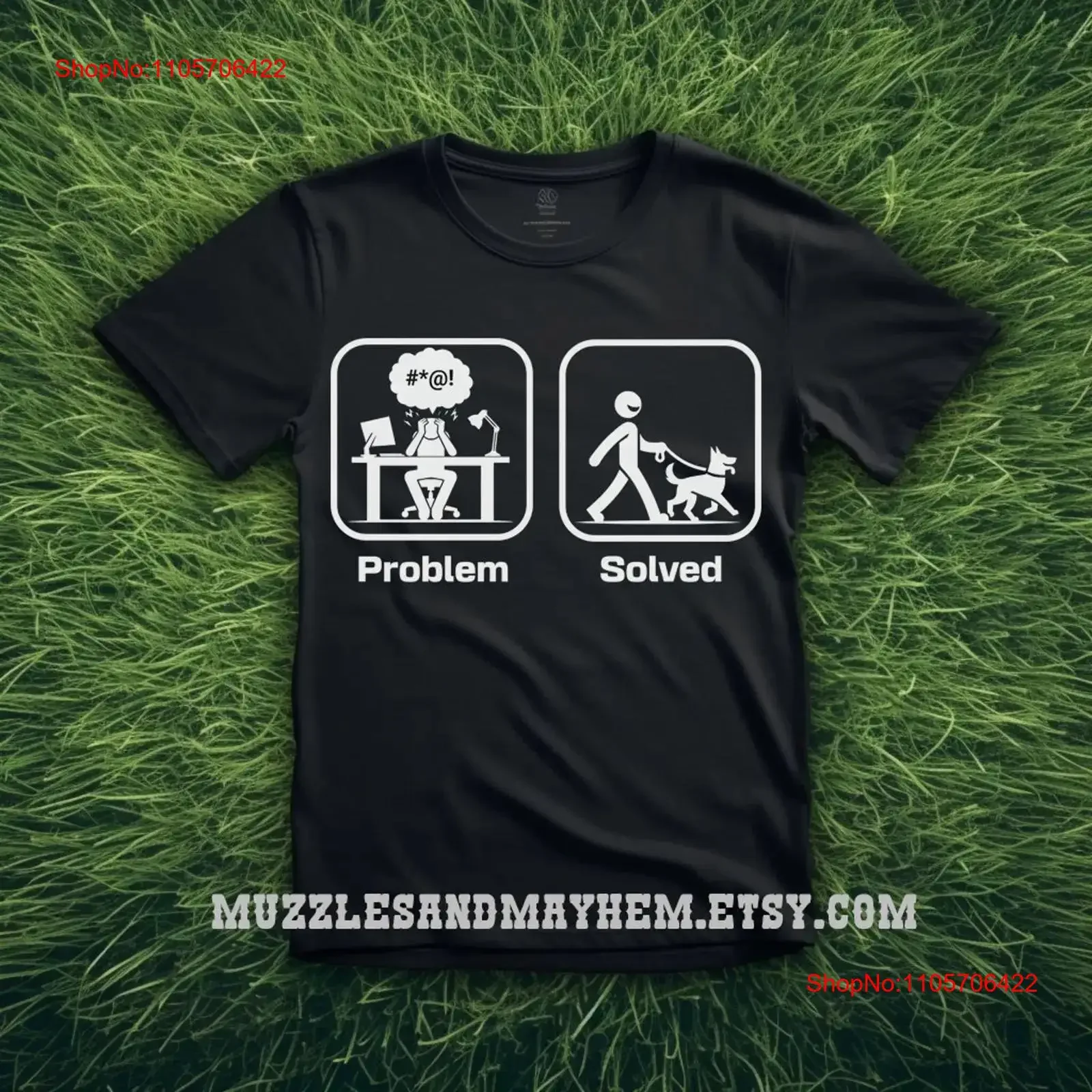Problem Solved Malinois German Shepherd Dutch T Shirt Walk Dog tee Sport Working Protection Bitework Stick Figure Funny