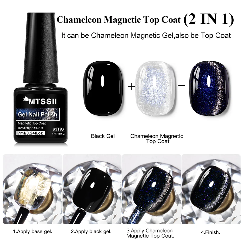 7ml Chameleon Magnetic Top Coat Gel Nail Polish Function Gel Cat Eye Glitter Bronw Blue Shiny Sealer Soak Off LED Nail Art Gel