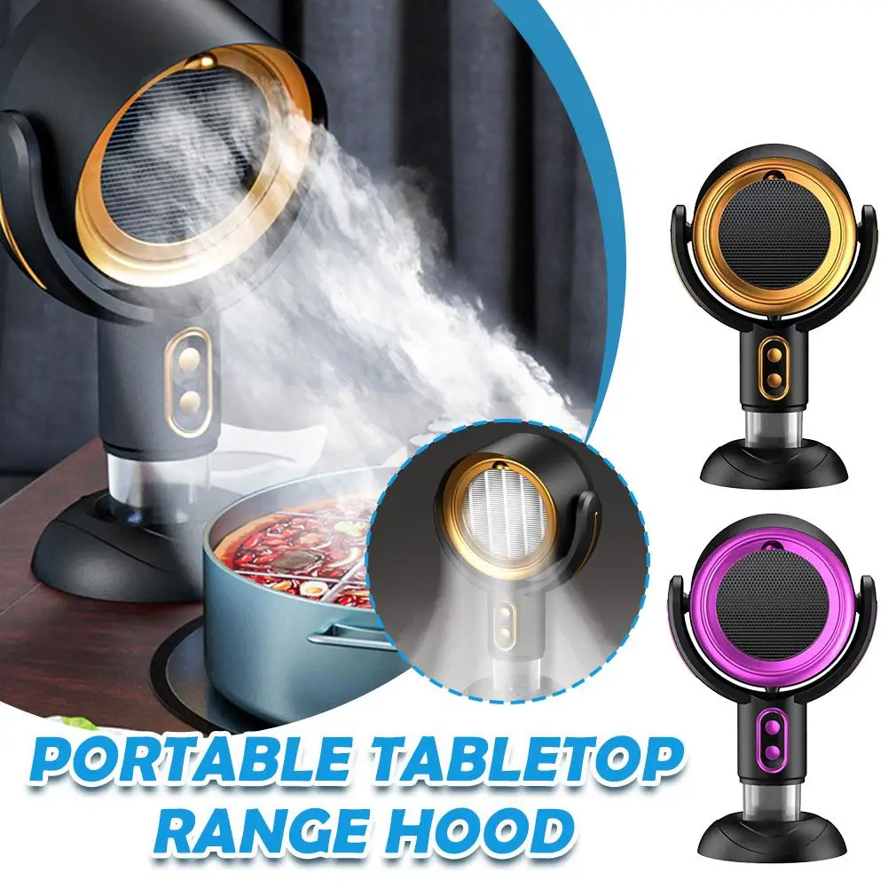 Portable Desktop Exhaust Fan Hood Domestic Hot Pot Smoking USB BBQ Machine Ventilator Adjustable Home Table Rechargeable Ki B8A2