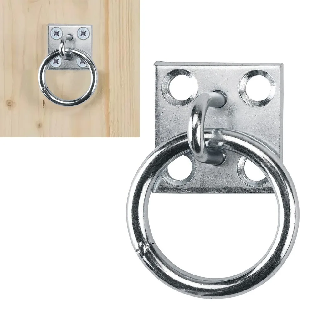 1 set Multi Functional Use Silver Horse Hitching Ring Zinc Plated Durable Horse Tie Ring Rust Resistant Tie Ring Plate Horse