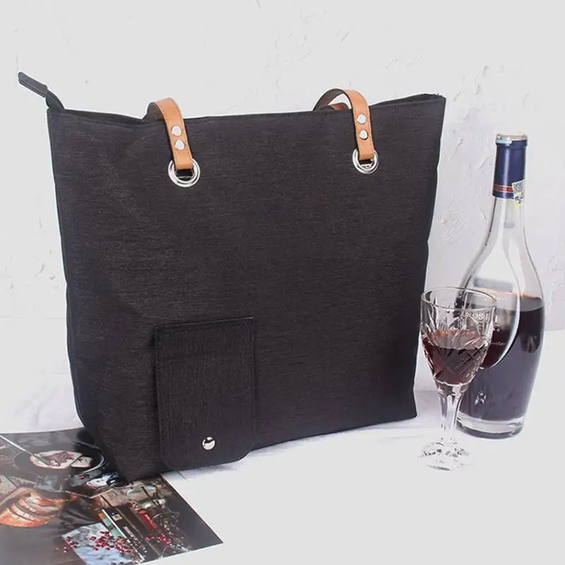 Wine Canvas Bag WithHidden Insulated Compartment Fashionable Casual Beach Tote Handbag For Outdoor Beaches