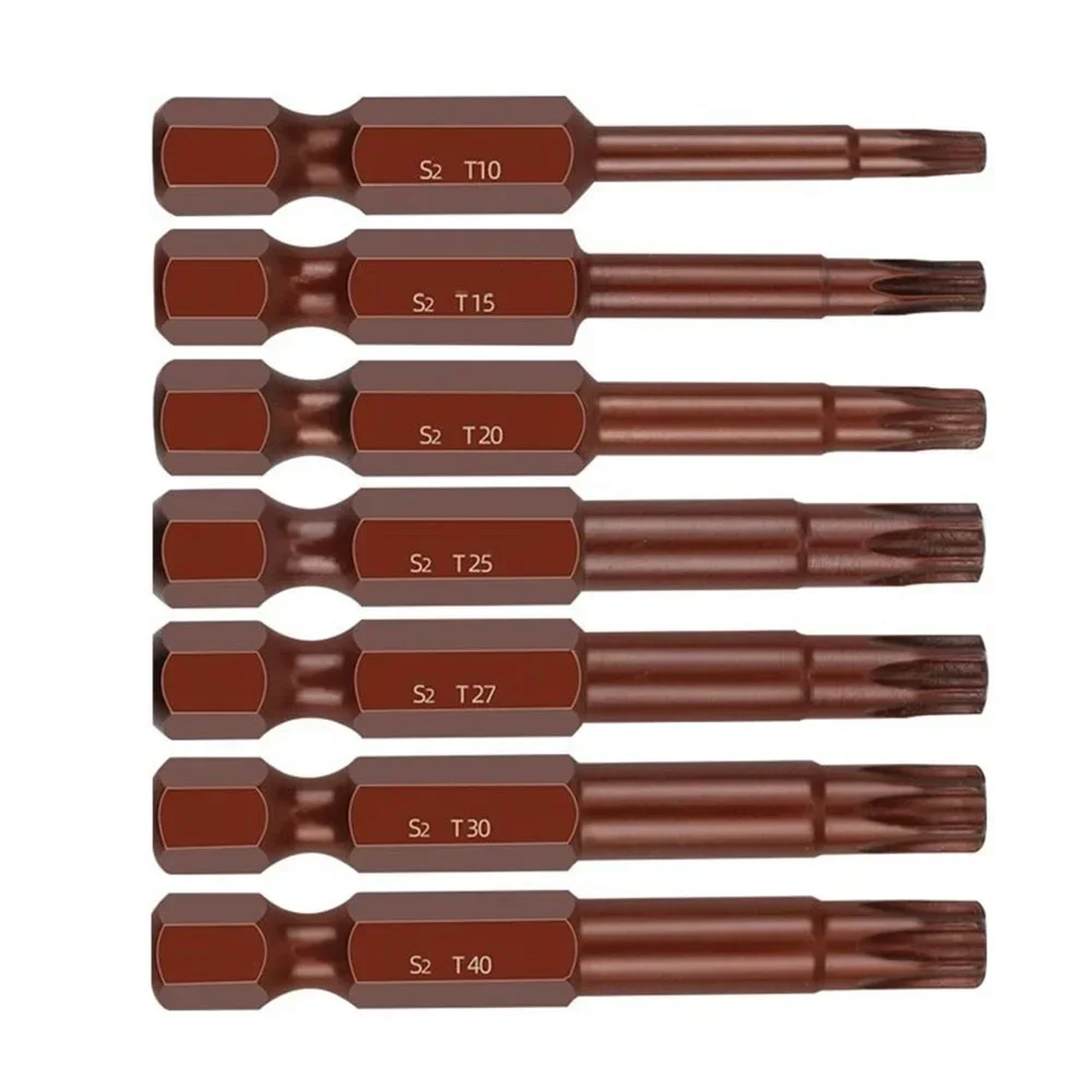 

7Pcs 50mm Torx Screwdriver Bits Set Magnetic Solid Hex Shank/T15/T20/T25/T27/T30/T40 For Electric Driver Drill Tool