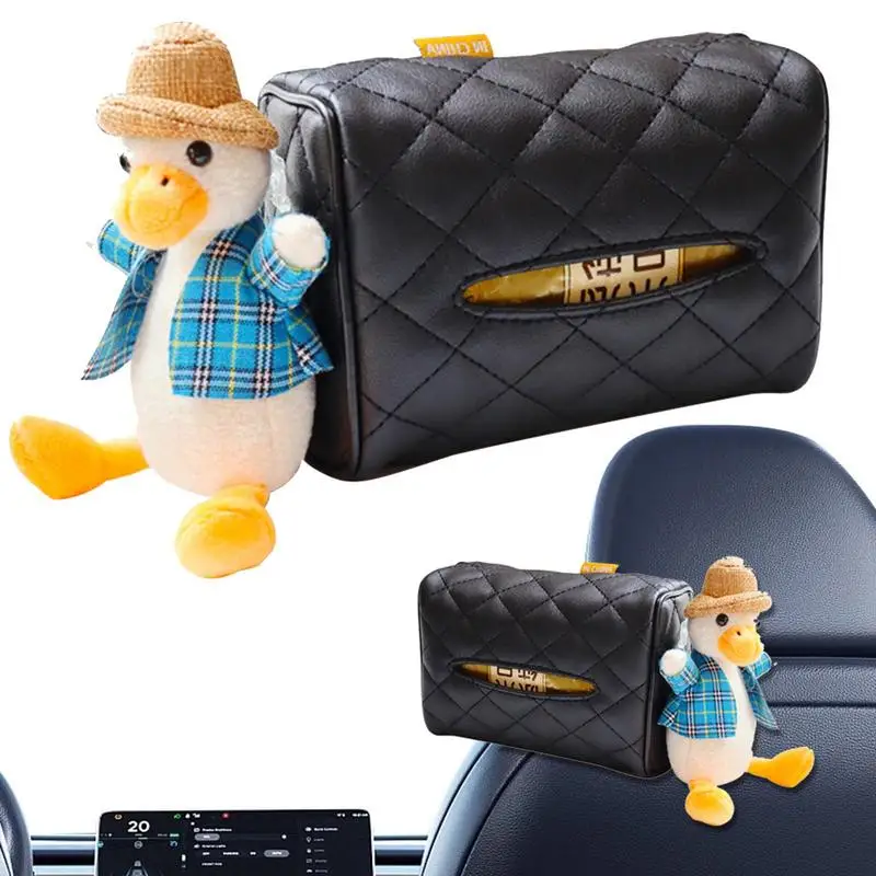 Funda de tejido de felpa suave con forma de Animal, caja de pañuelos de juguete de pato de felpa, servilleta, soporte de papel, cajas de adorno para coche, baño y hogar