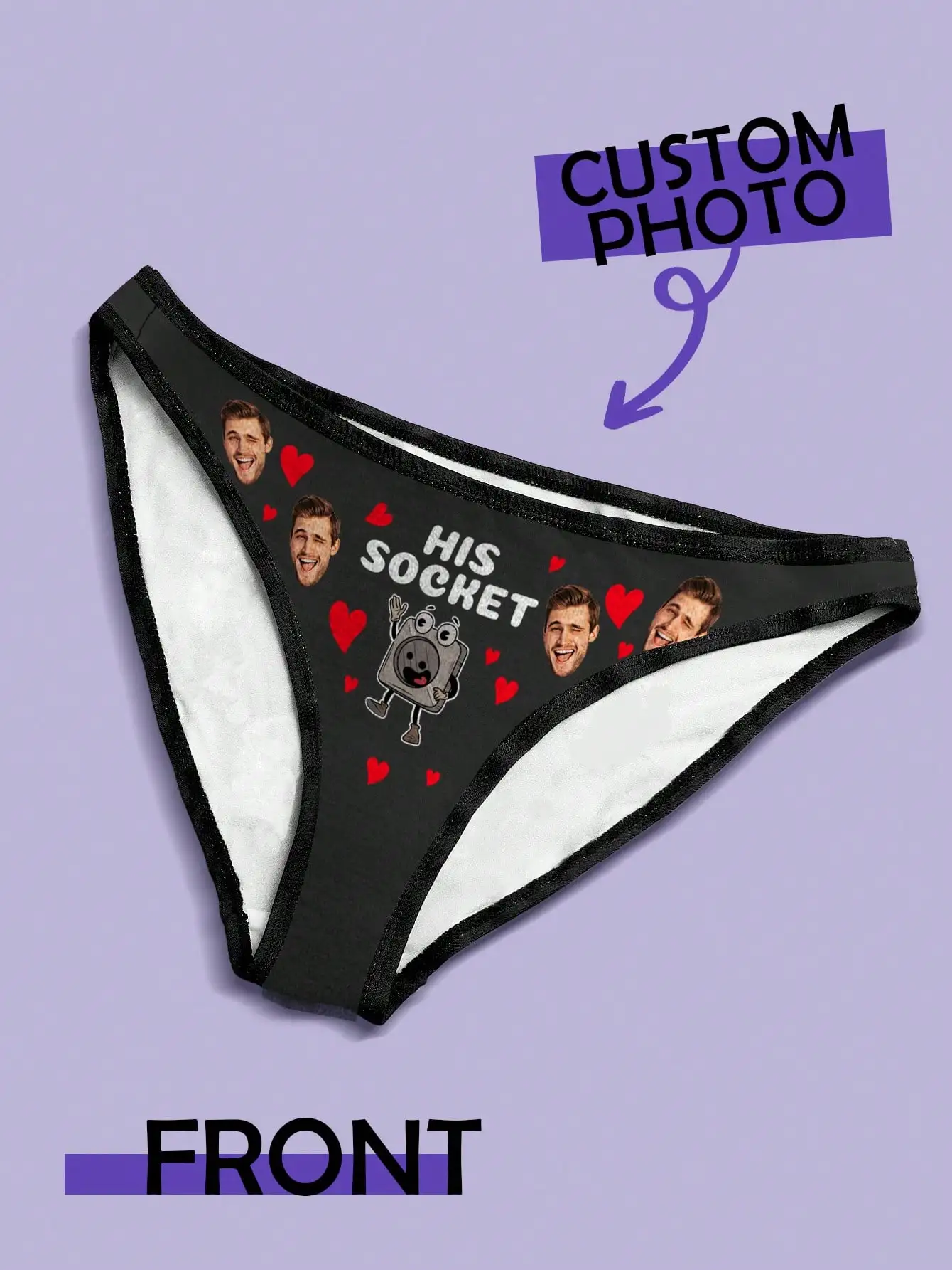 

Индивидуальные трусы-стринги с фото для нее, персонализированное нижнее белье, подарок на День святого Валентина для девушки, жены, забавный подарок на годовщину