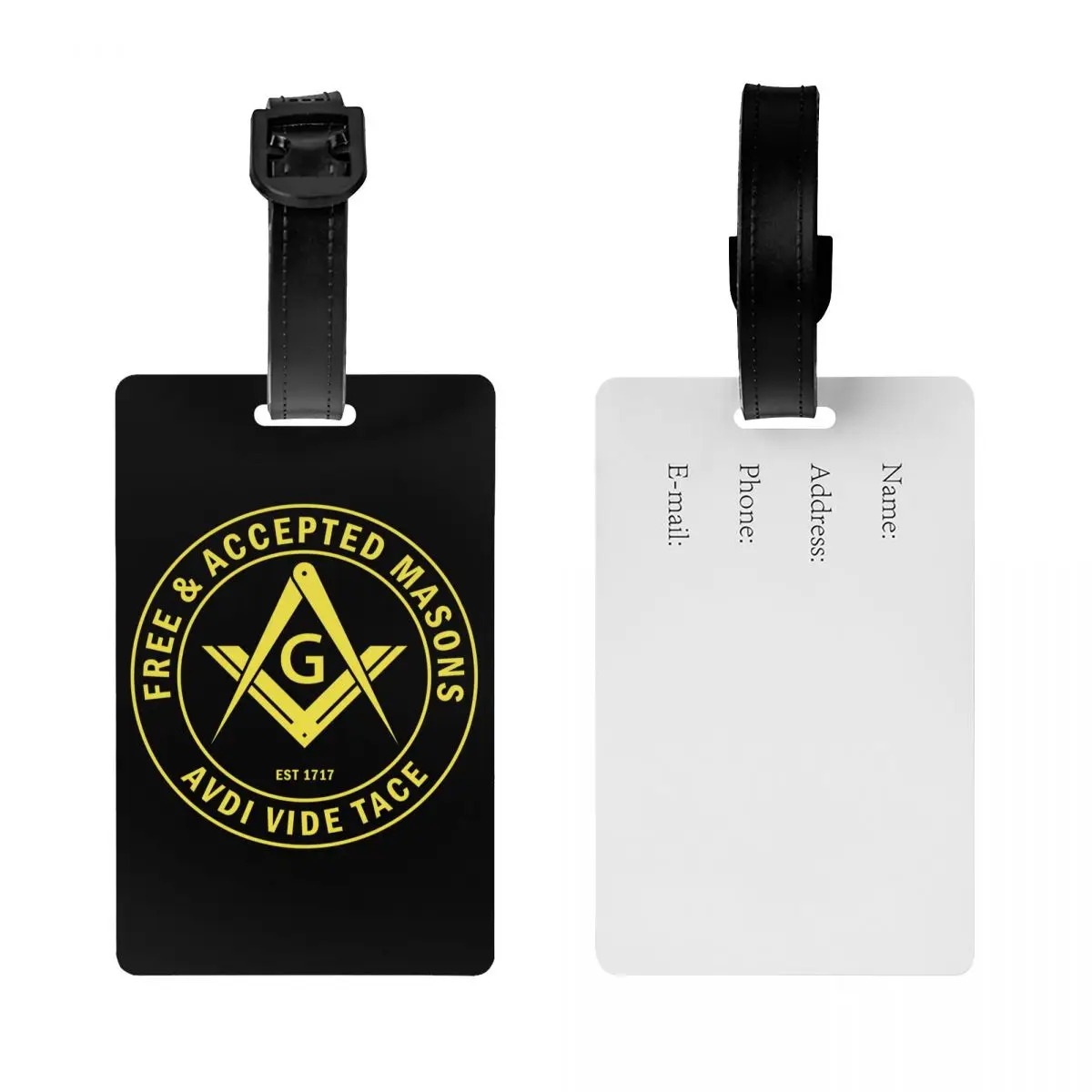 Custom Free Accepted Masons Masonic Freemason Luggage Tag Privacy Protection Baggage Tags Travel Bag Labels Suitcase