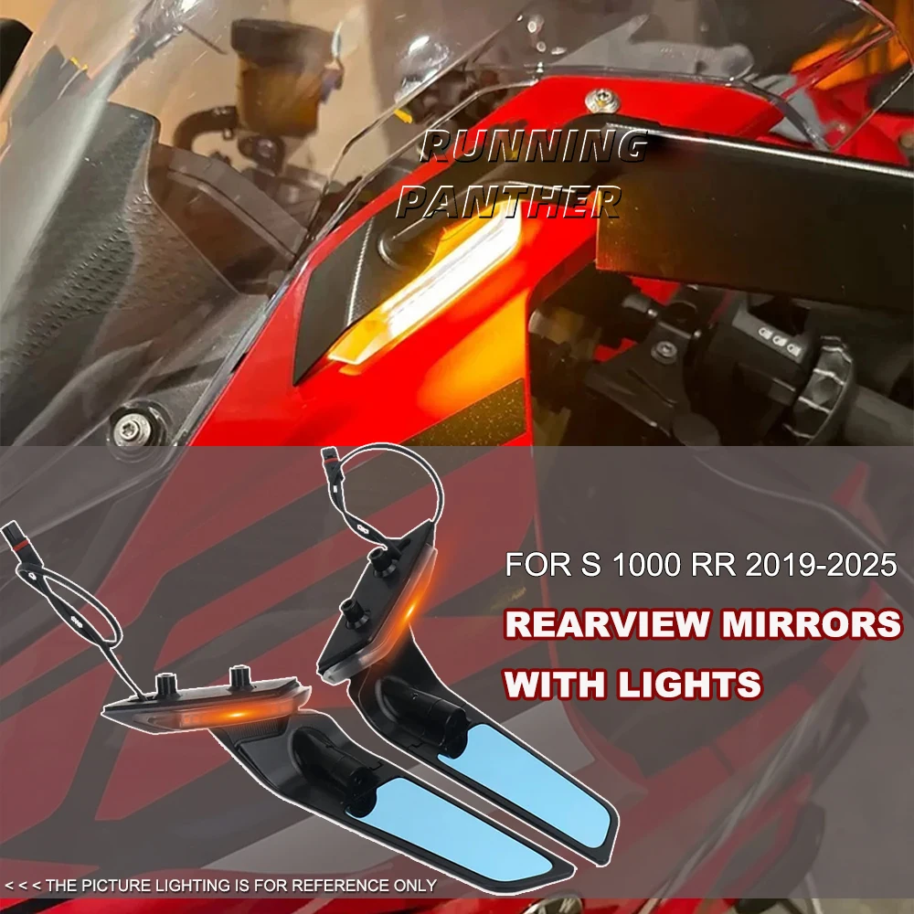 

For BMW S1000RR S1000 RR S 1000 RR 2019- 2023 2024 2025 Rearview Rear View Side Mirrors With LED Turn Signal Light