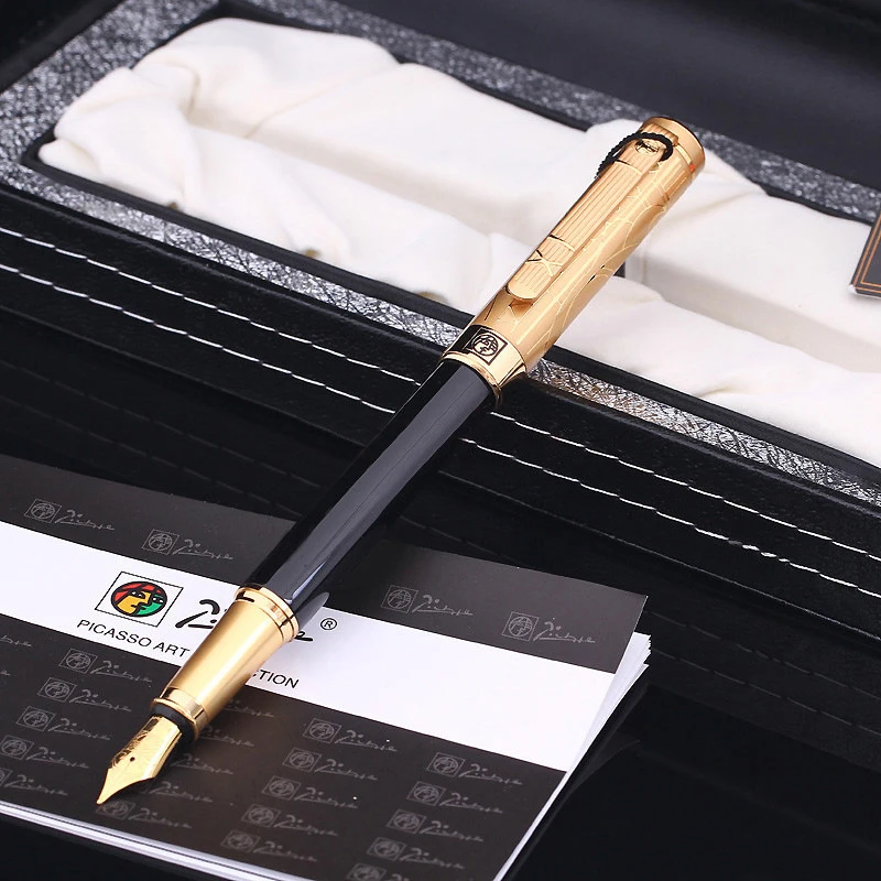 Picasso 902 Luxurious Gentleman Series Fine Nib Fountain Pen Golden Engraving For Office & Home & School Writing Supplies PF015