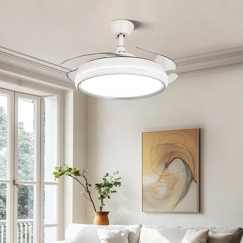 Household living room light luxury fan light, frequency conversion bedroom