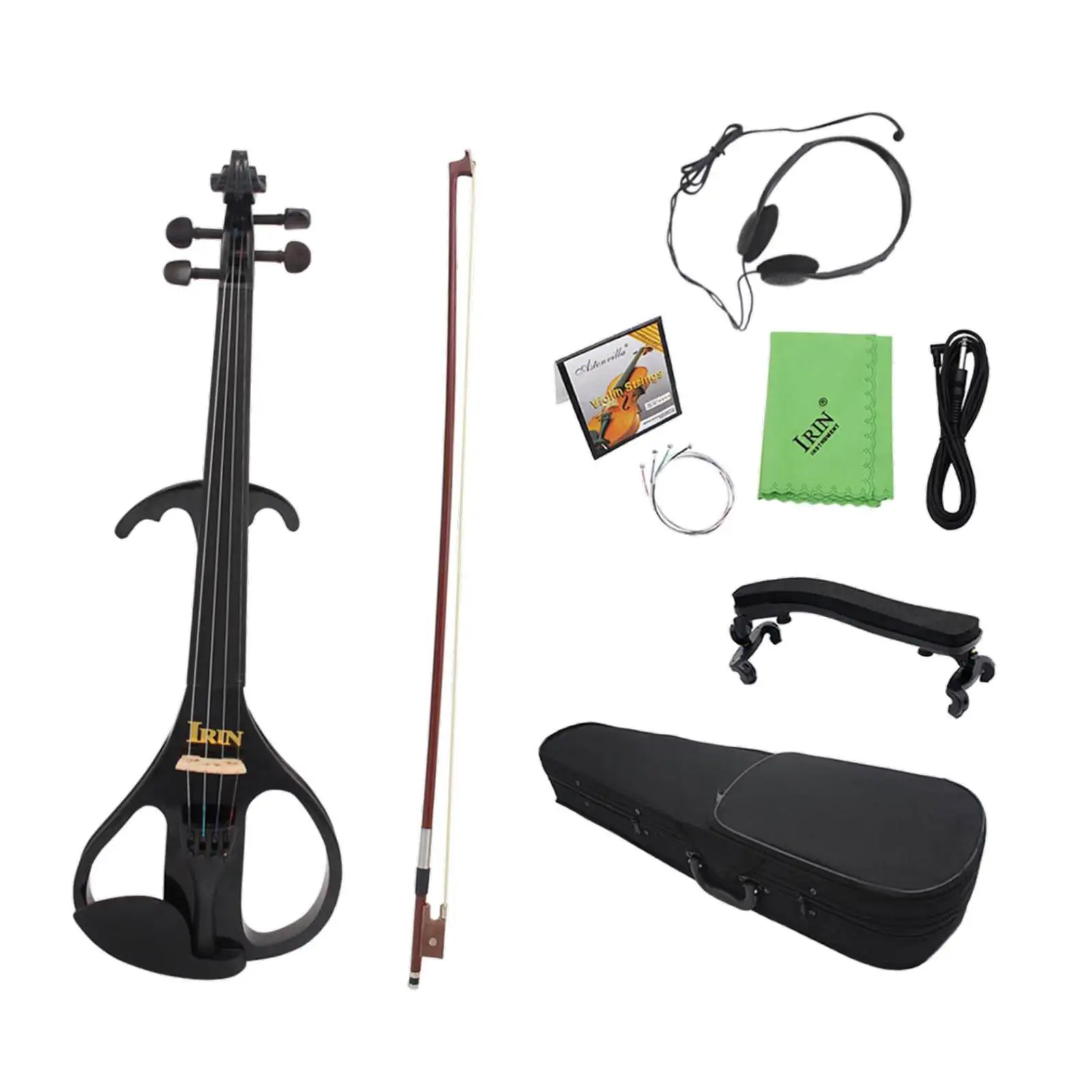 Electric Violin Set Silent Electric Violin Silent Fiddle Electroacoustic Violin with Carrying Case 4/4 Full Size for Adults