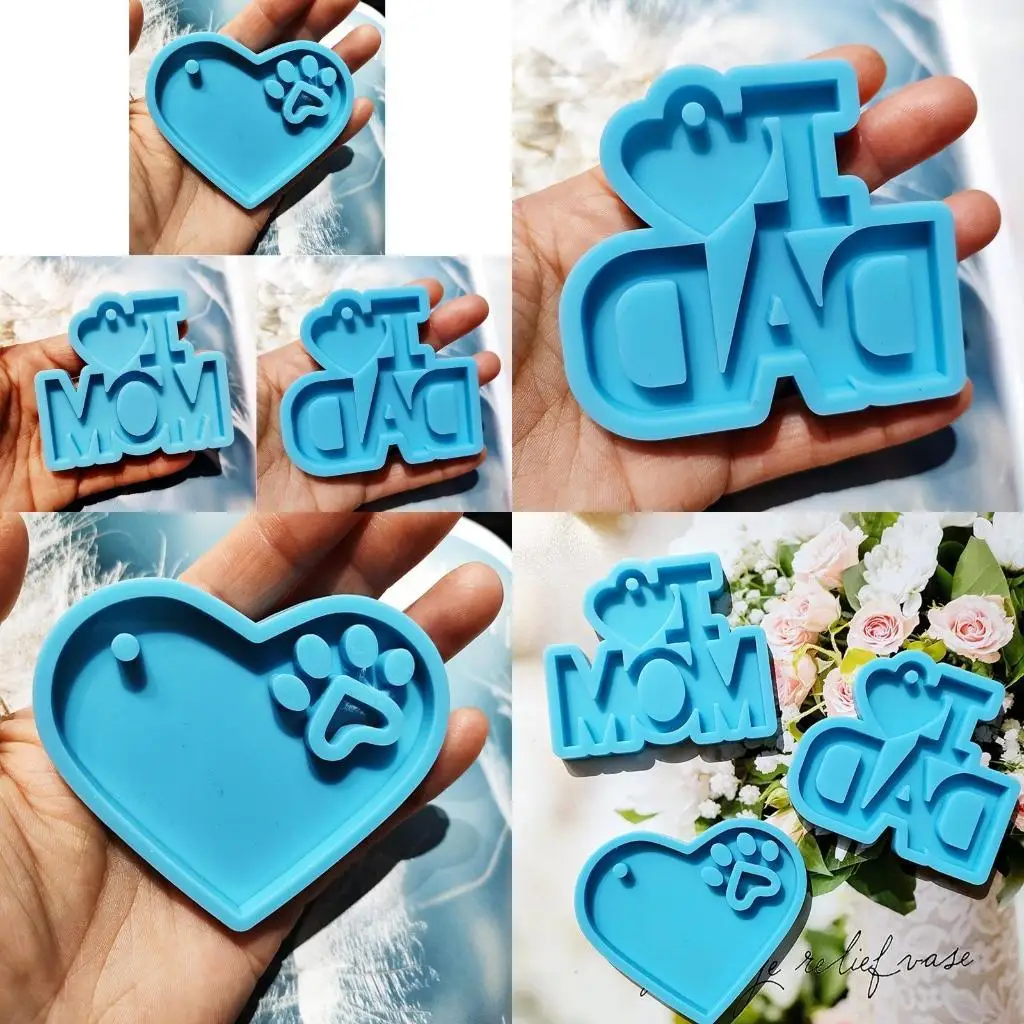 

MOM DAD Keychain Silicone Handmade Mold Father and Mother's Day Birthday Gift