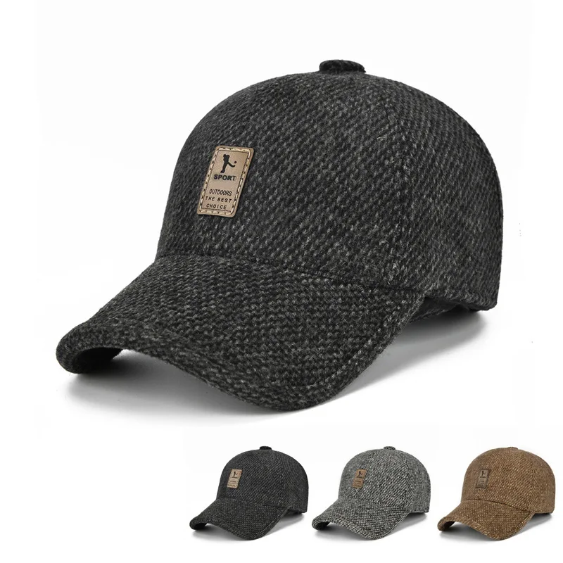 

Cotton Fahion Outdoor Sport Baeball Cap Korean Style Caual Warm Ear Protection Wool Hat For Autumn And Winter