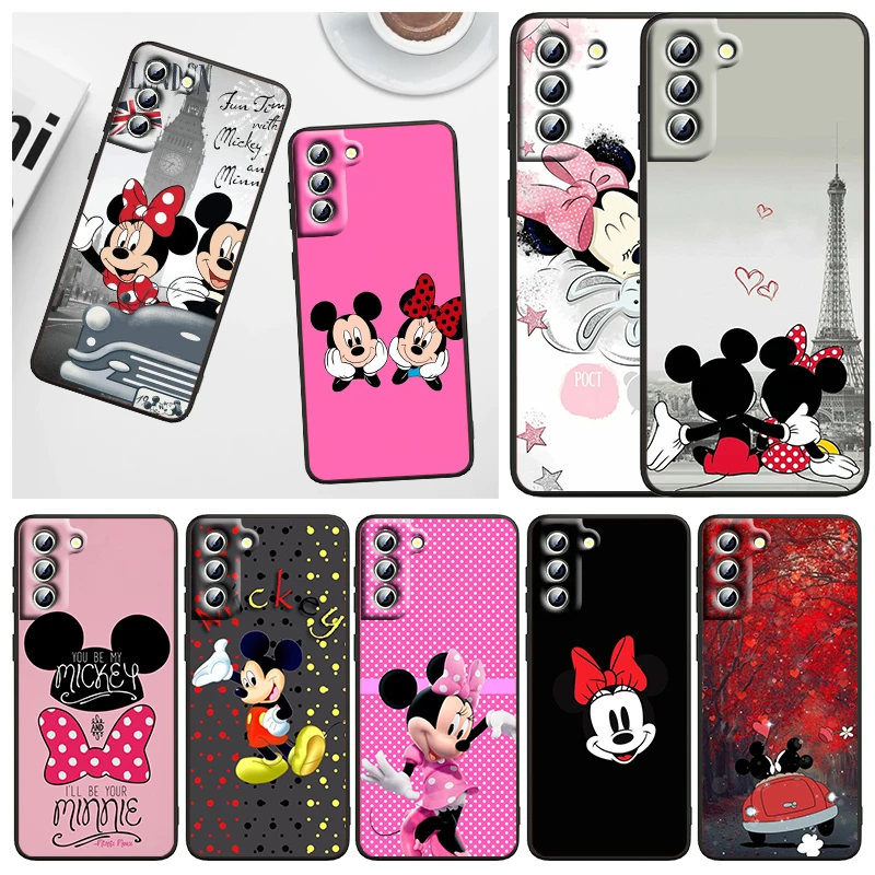 Minnie Mickey Mickey Mouse Phone Case For Samsung Galaxy S23 S22 S21 S20 FE Ultra Pro Lite S10 S10E S9 Plus 5G Black Funda Cover