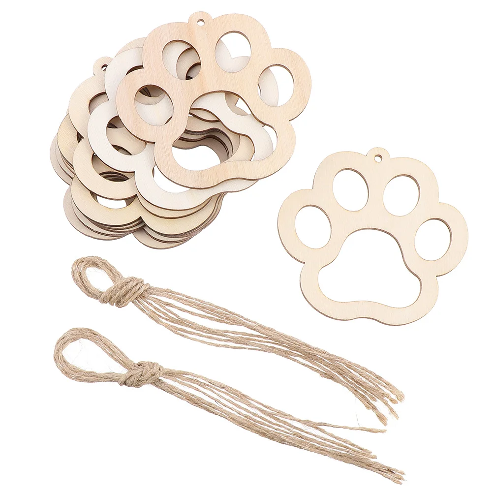 

30 Pcs Bear Printed Wooden Chips Pendant Hanging Embellishment DIY Ornaments Decorations Wood Slices Craft Gifts