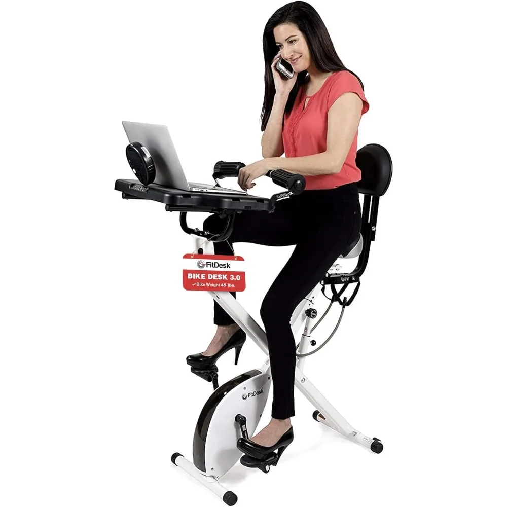 Bike Desk 3.0 - Adjustable Height Standing Desk Exercise Bike, Built-in Tablet Holder, Lightweight Stationary Desk