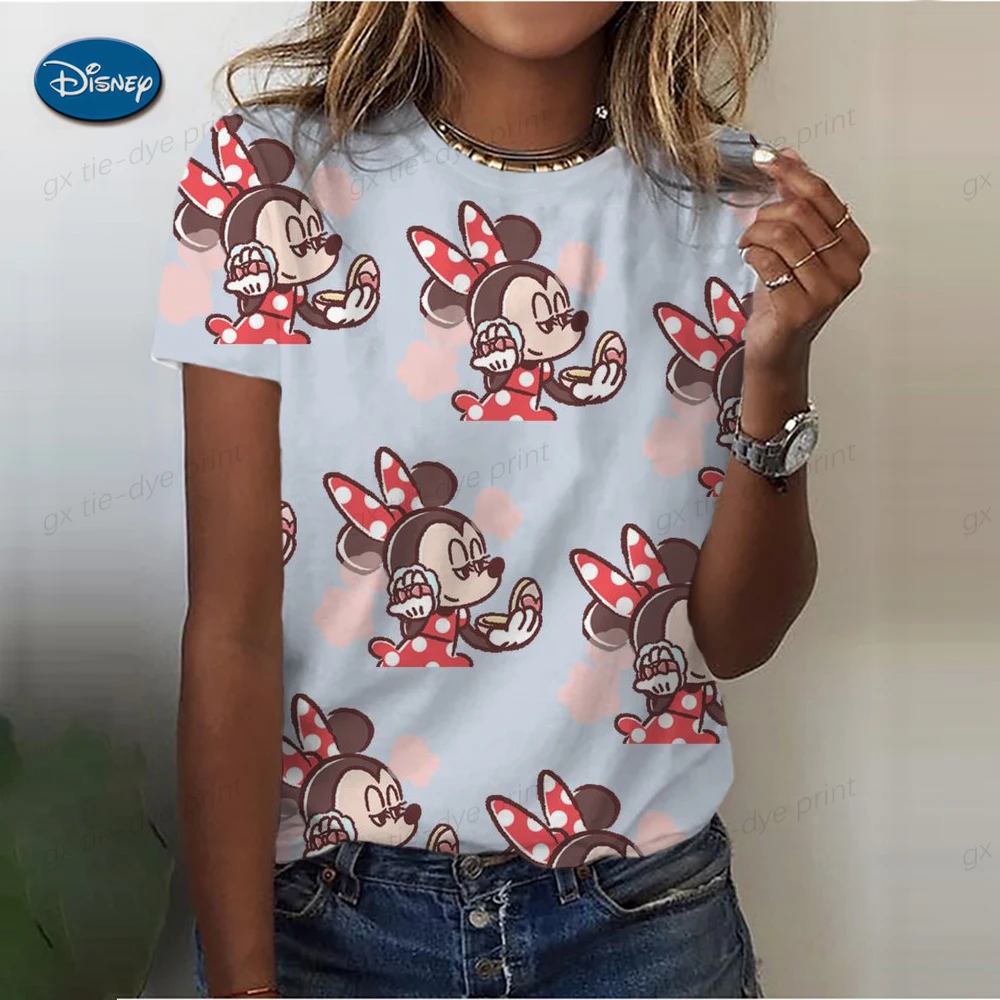 

2025 Новая мужская футболка с 3D принтом Disney с Микки Маусом, летняя повседневная свободная футболка с короткими рукавами, детские мужские топы, модная повседневная футболка с круглым вырезом