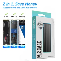 M.2 NVMe SATA SSD Enclosure Reader,10Gbps USB C 3.1 Gen2 NVMe External Enclosure Supports M key B&M Key 2230/2242/2260/2280 SSD