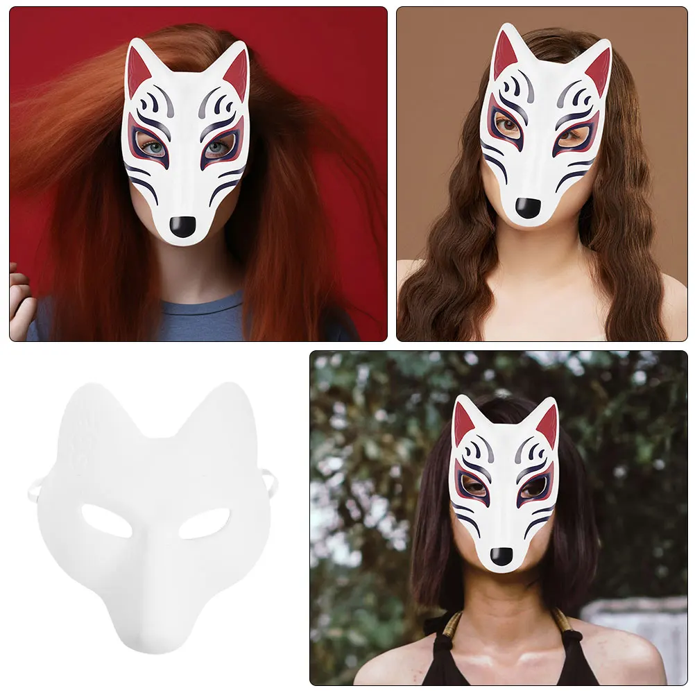 

4 Pcs Fox Mask Paint Cosplay Blank Masks for Kids Animal Craft Pu Diy Costume Women Children