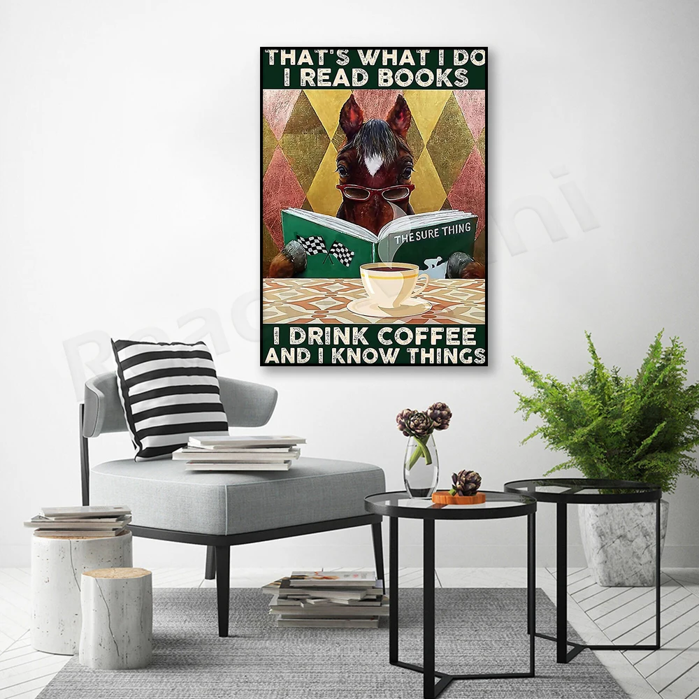 

Girl Loves Book And Horse Reading Literacy Girl Loves Book And Horse Vintage Poster Print Art Gift For Him Her Reader Bookish
