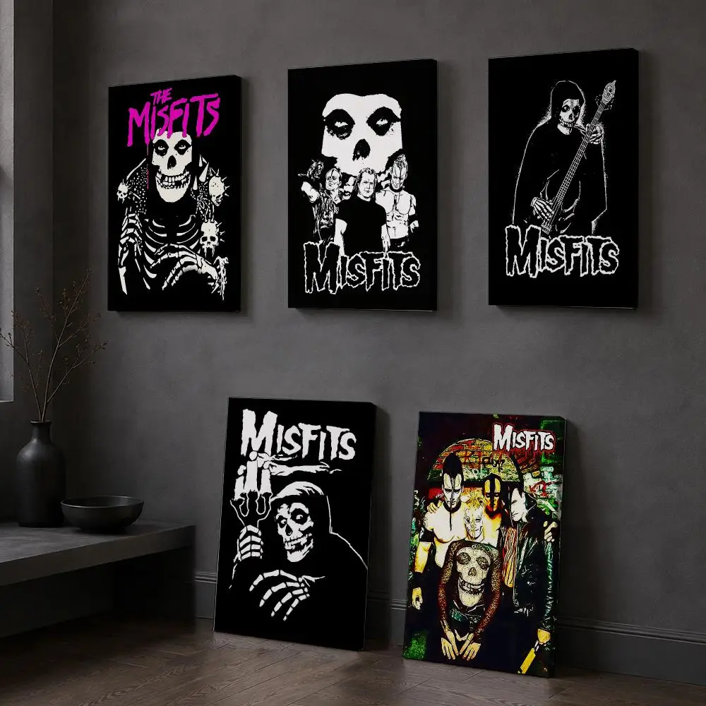 Rock Band M-Misfits Framed Wall Painting Wooden Framed Canvas Poster Wall Art HD Waterproof Print Home Decor