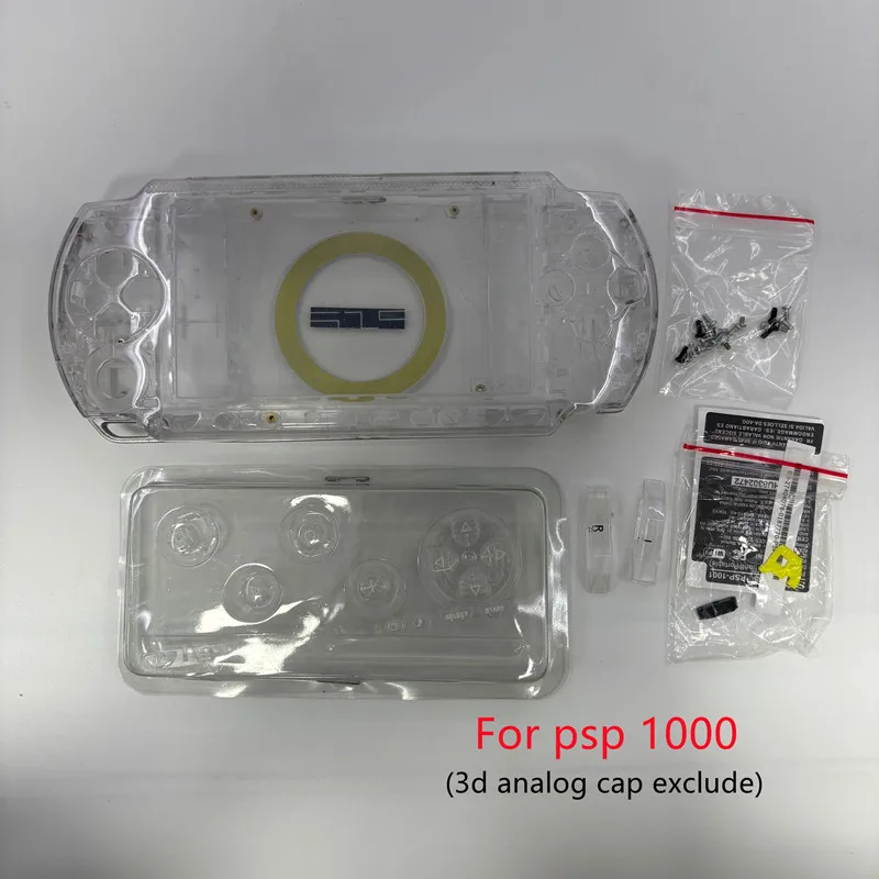 حافظة شفافة بيضاء اللون لـ PSP3000/PSP 1000/2000/3000 شل وحدة التحكم في الألعاب استبدال الإسكان الكامل مع مجموعة أزرار