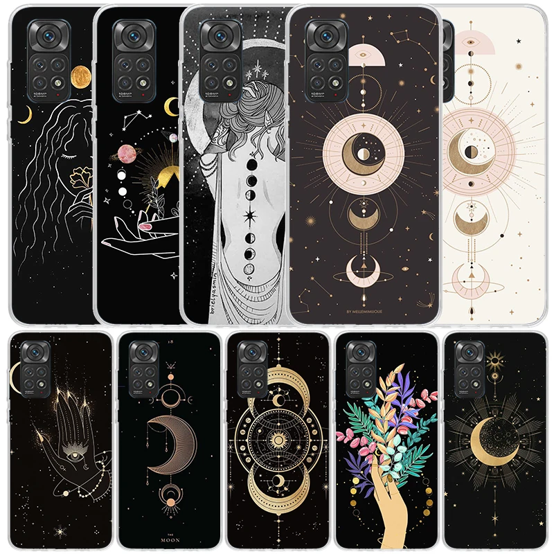 Moon Mystery Totem Witche Phone Case For Xiaomi Redmi Note 13 12S 12 11S 11 11T 11E Pro Plus 10S 10 9S 9 8T 8 7 + Soft TPU Back