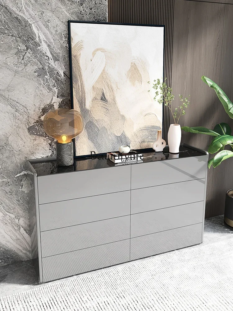 

3 Modern light luxury solid wood six-bucket eight-bucket cabinet living room porch storage bedroom bedside drawer cabinet