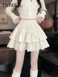 Summer New White Cake Skirt High Waist Mini Thin A-line Skirt Pleated Fluffy Bustle Dresses Y2k Woman Clothing Korean Fashion