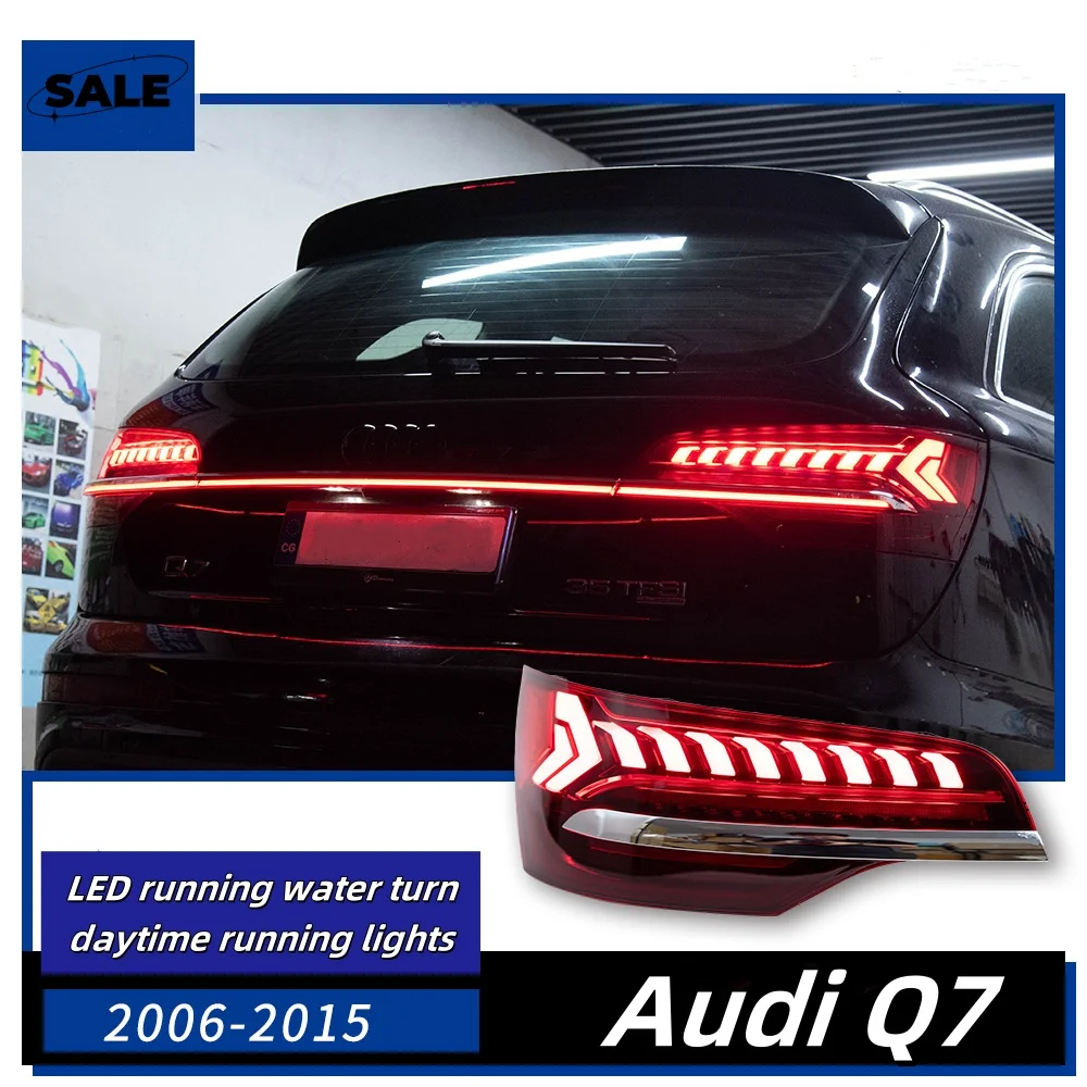 

For 2006-2015 Audi Q7 through tail light assembly old change to new LED running water turn daytime running light brake light