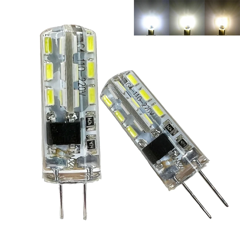 2W Mini G4 LED Silicone Lamp 3014SMD 12V 220V LED Light Bulb 3000-6000K Cool/Neutral/Warm White LED Lamp for Home Chandelier