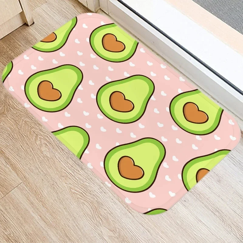 Home Decor Cartoon Avocado Print Pattern Kitchen Entrance Doormat Polyester Rug Floor Mat Colorful Anti-Slip Carpet Decoration