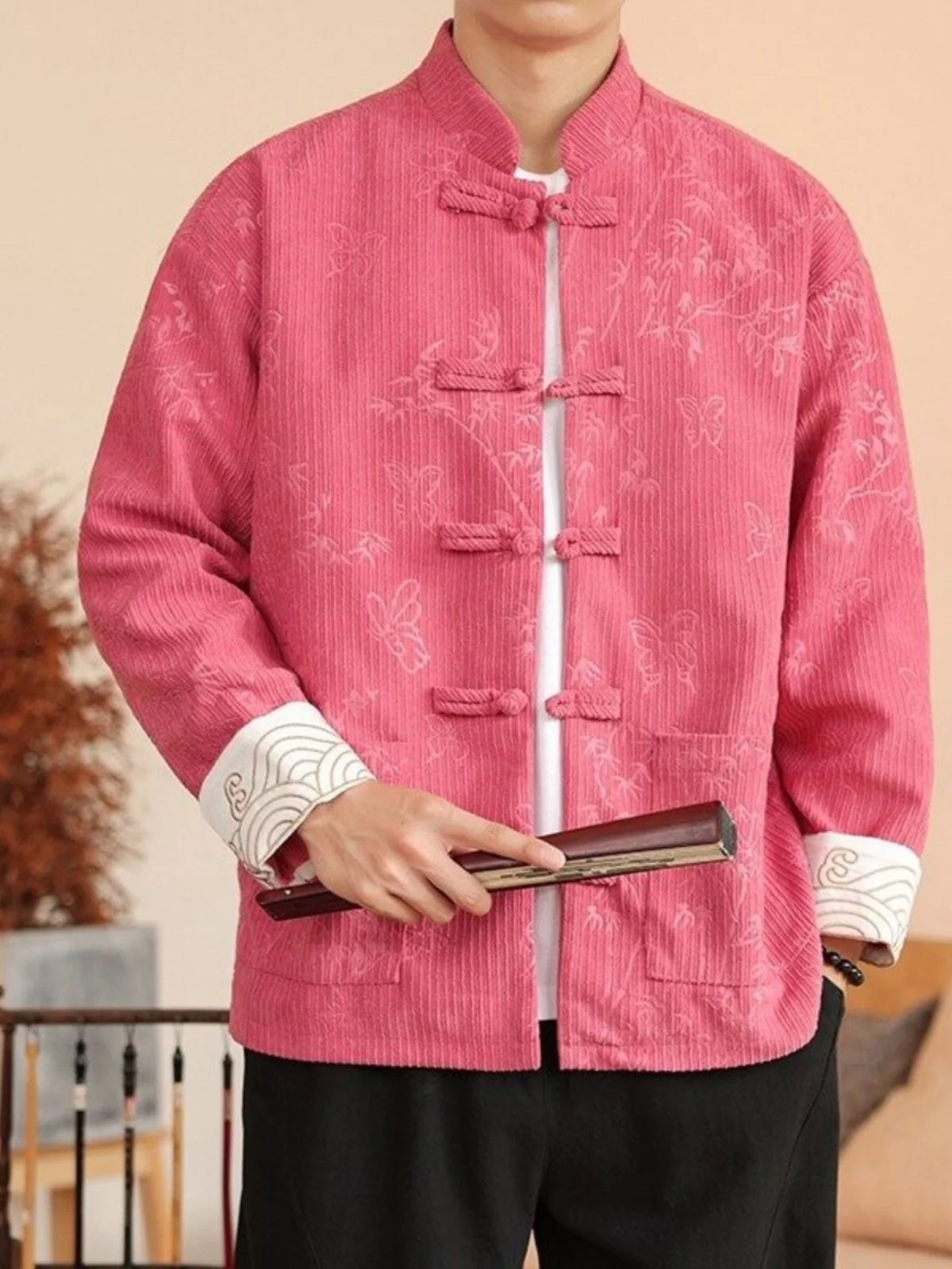 

Осенний новый мужской повседневный бархатный джинт с пуговицами и принтом, теплая верхняя одежда для пар, молодежная мода