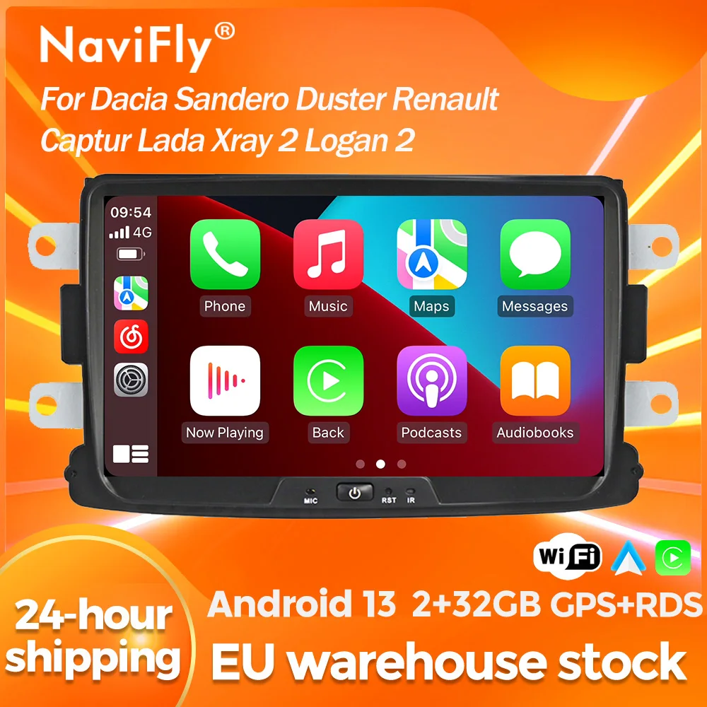 NaviFly Wireless CarPlay Android 13 Auto GPS Navigation Radio Auto Radio 2GB For Renault Dacia Duster Sandero Logan Lodgy Dokker