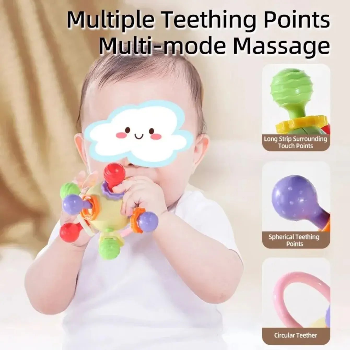 Teether Round Soft Silicone Hand Grip Ball Chewable Children\'s Teeth Soothing Toys Baby Sensory Toys Newborn Gift
