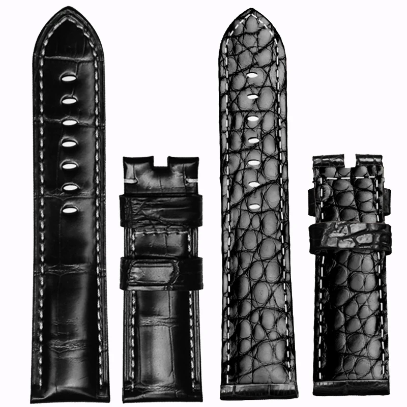 FUYIJIA Custom P-anerai Crocodile Watchbands Double Sided Alligator Skin Strap 26MM 24MM 22MM 20MM Handmade Genuine Leather Belt