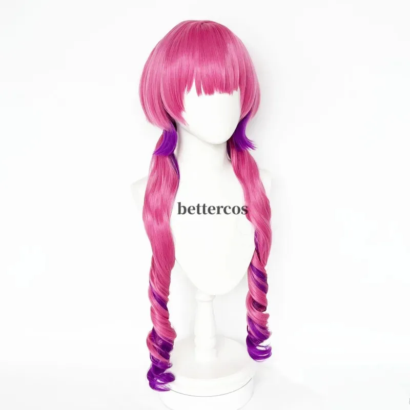 Zz04zz12Anime Miss Kobayashi's Dragon Maid Ilulu Cosplay pelucas de pelo sintético largo mezclado rosa resistente al calor + gorro de peluca