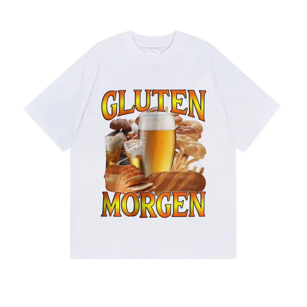 الغلوتين Morgen مضحك الغلوتين عدم الصدام ميمي تي شيرت الرجال النساء فضفاضة س الرقبة قصيرة الأكمام تي شيرت Vintage بلايز القطن المتضخم #2